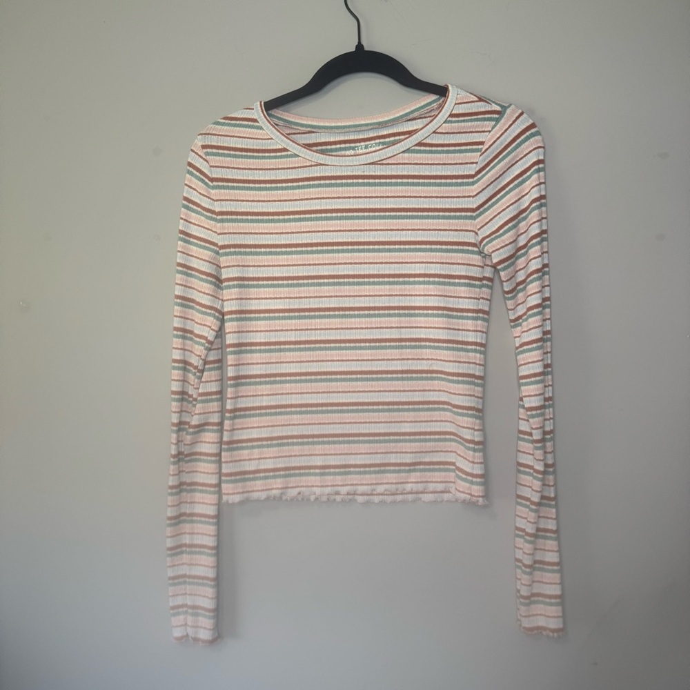 Aeropostale The OG Tee Ribbed Striped Long Sleeve Shrunken Tee Womens M